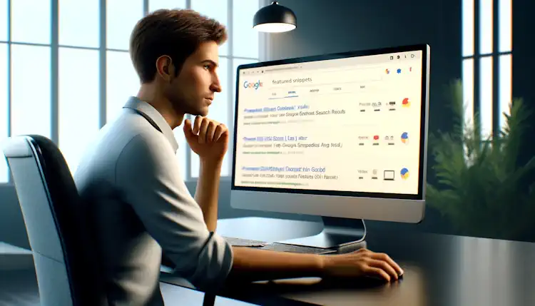 Man Looking at Google SERPs on Computer